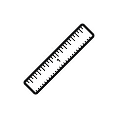 Simple Black and White Ruler Icon Illustration