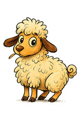 Cute cartoon sheep with fluffy wool &ndash; funny farm animal illustration