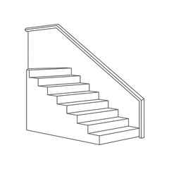 Simple Line Drawing of Indoor Staircase with Handrail