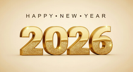 happy new year 2026 golden shiny text 3d creative holiday 