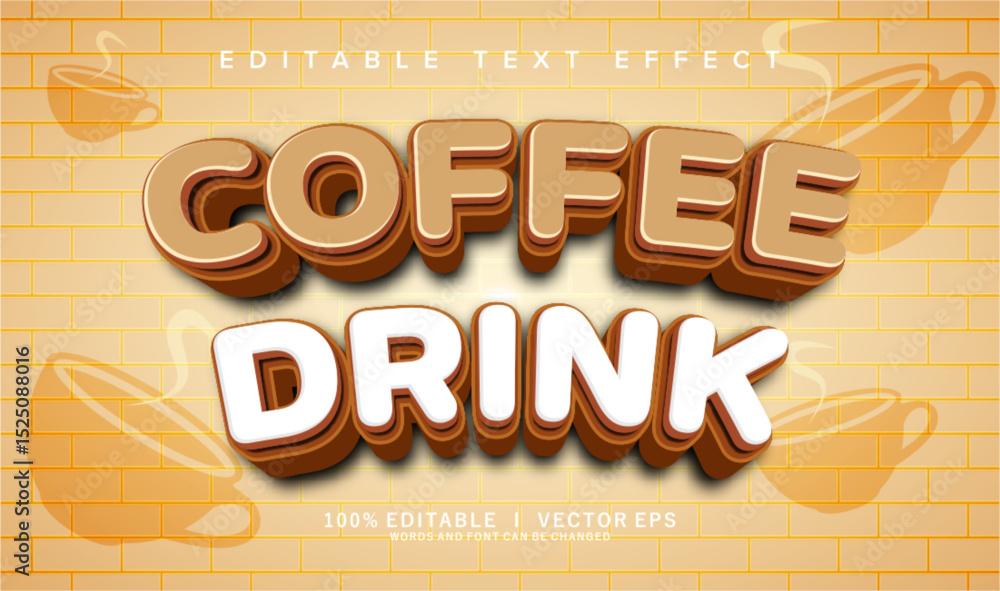 Poster coffee drink vector text effect with modern style design