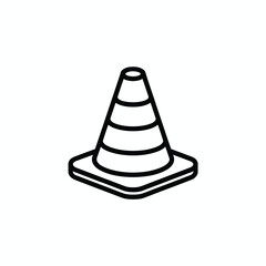 Isometric Line Art Traffic Cone Icon Illustration