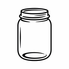Empty Glass Mason Jar Line Art Illustration