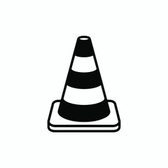 Simple Black and White Traffic Cone Icon Illustration