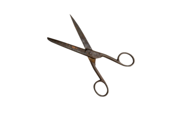 Vintage rusty scissors isolated transparent png