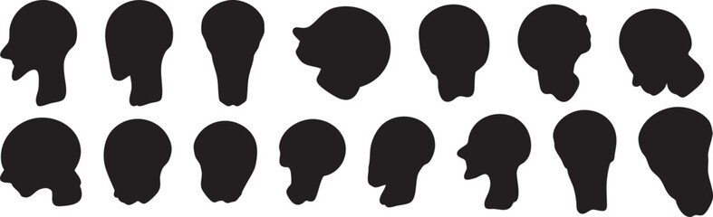 human head angles vector silhouettes set