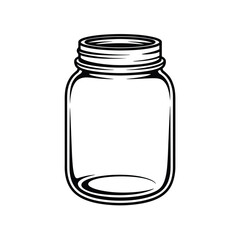 Black and White Mason Jar Illustration for Canning and Preserving