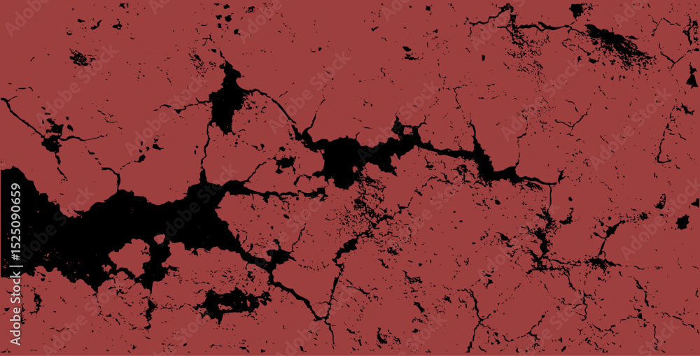 Poster Textured red and black cracked surface showcasing a blend of colors and patterns for artistic backgrounds, grange, overlay
