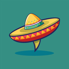 Sombrero straw hat vector art illustration.