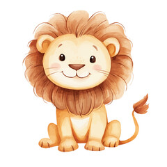 My Watercolor illustration, illustration cute baby lion painting isolated on a white background, illustration, AI painting design, vector set, eps format design, © Zizak