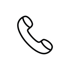 Simple Black and White Phone Handset Icon for Communication and Connection