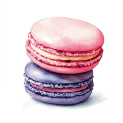 My Watercolor illustration, illustration macaron painting isolated on a white background, illustration, AI painting design, vector illustration set, eps format