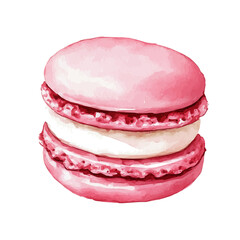 My Watercolor illustration, illustration pinky macaron painting isolated on a white background, illustration, AI painting design, vector illustration set, eps format