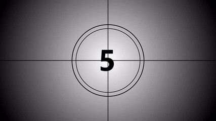  10 seconds countdown timer animation, old style, retro projector style from ten to zero, in 4k ,Retro movie style countdown animated video. 