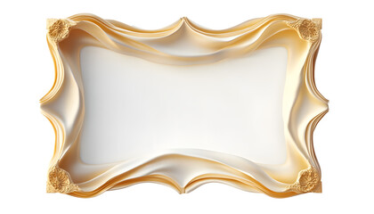 antique gold picture frame isolated on transparent background, papercraft, with white tones