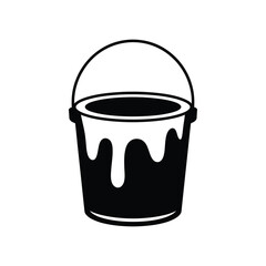 Black and White Paint Bucket with Dripping Paint Illustration
