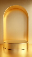 3D Gold podium with stage product display. Minimal scene for mockup products, stage showcase, promotion display.