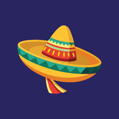 Sombrero straw hat vector art illustration.