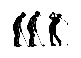 Golf, group of golf players, vector illustration