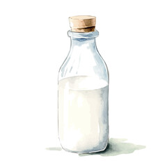 My Watercolor illustration, illustration milk bottle painting isolated on a white background, illustration, AI painting design, vector illustration set, eps format