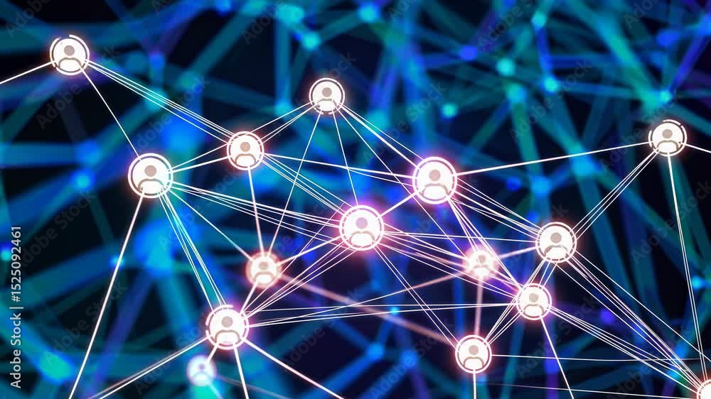Aufkleber Visual representation of interconnected digital networks illustrating data exchange and communication systems