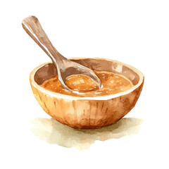 My Watercolor illustration, illustration miso paste painting isolated on a white background, illustration, AI painting design, vector illustration set, eps format