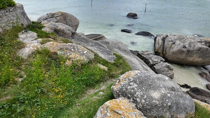 Pink Granite Rocks on the Coast of Tregastel, France