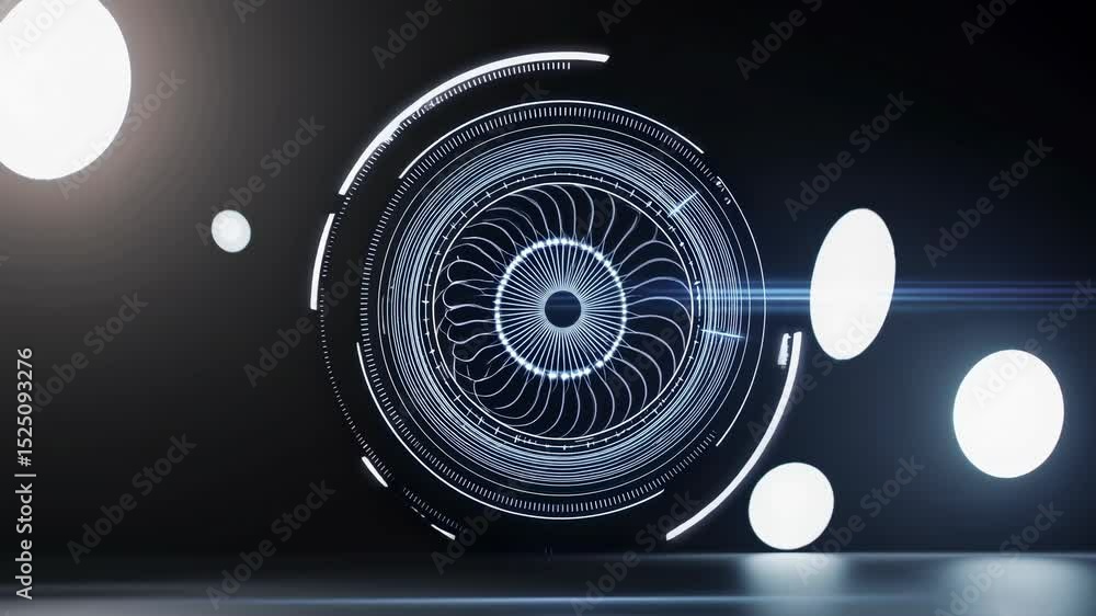 Aufkleber Virtual art installation features dynamic light patterns and swirling designs at a contemporary gallery opening in a vibrant urban setting