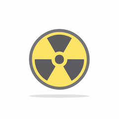 Fototapeta premium Radiation symbol icon in flat design with shadow effect isolated on white background.