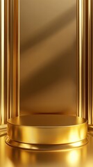 3D Gold podium with stage product display. Minimal scene for mockup products, stage showcase, promotion display.