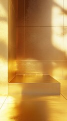 3D Gold podium with stage product display. Minimal scene for mockup products, stage showcase, promotion display.