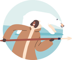 Happy woman Eskimo bear hunter