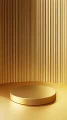 3D Gold podium with stage product display. Minimal scene for mockup products, stage showcase, promotion display.