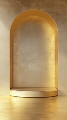 3D Gold podium with stage product display. Minimal scene for mockup products, stage showcase, promotion display.