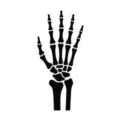Black Silhouette of Human Hand Skeleton Anatomy