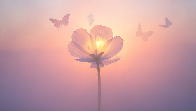 abstract background with pink flowers - Powered by Adobe