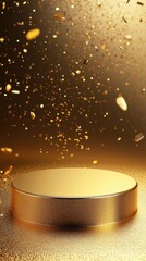 3D Gold podium with stage product display. Minimal scene for mockup products, stage showcase, promotion display.