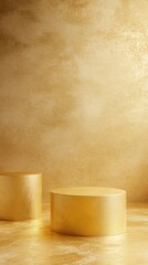 3D Gold podium with stage product display. Minimal scene for mockup products, stage showcase, promotion display.