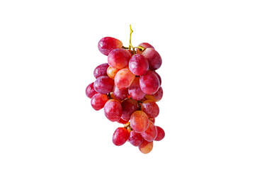 Bunch of red juicy grapes isolated on white background.