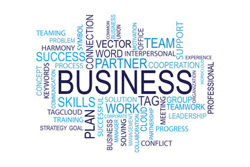 word cloud template Design on black background .Concept of Business.