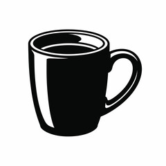 Simple Black and White Mug of Coffee Illustration