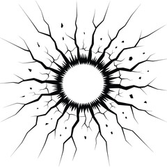 Abstract Black and White Cracked Circle Design Element