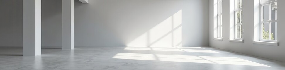 Fototapeta premium Spacious, seamless gray and white studio setting, seamless, room, simple