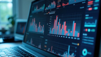 Business finance data analytics graph.Financial management technology.Advisor using KPI Dashboard on virtual screen..