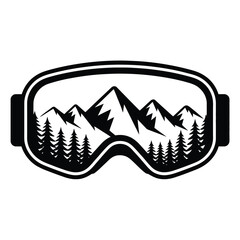 Ski Goggles with Mountain Landscape Graphic Design