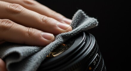 Fototapeta premium Hand cleaning cloth closeup