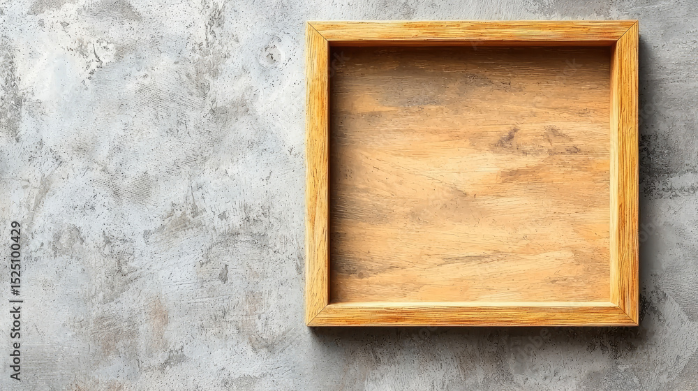 Poster showcase your creativity empty wooden frame on concrete background art display minimalist environmen