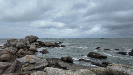 Pink Granite Rocks on the Coast of Tregastel, France