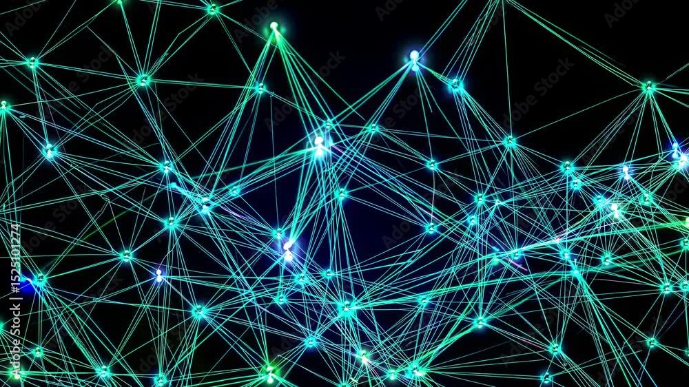 Poster Visual representation of a network demonstrating connections and data flow in a digital environment