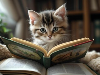 勉強する猫[generativeAI]